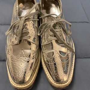 Prada? silver leather oxfords